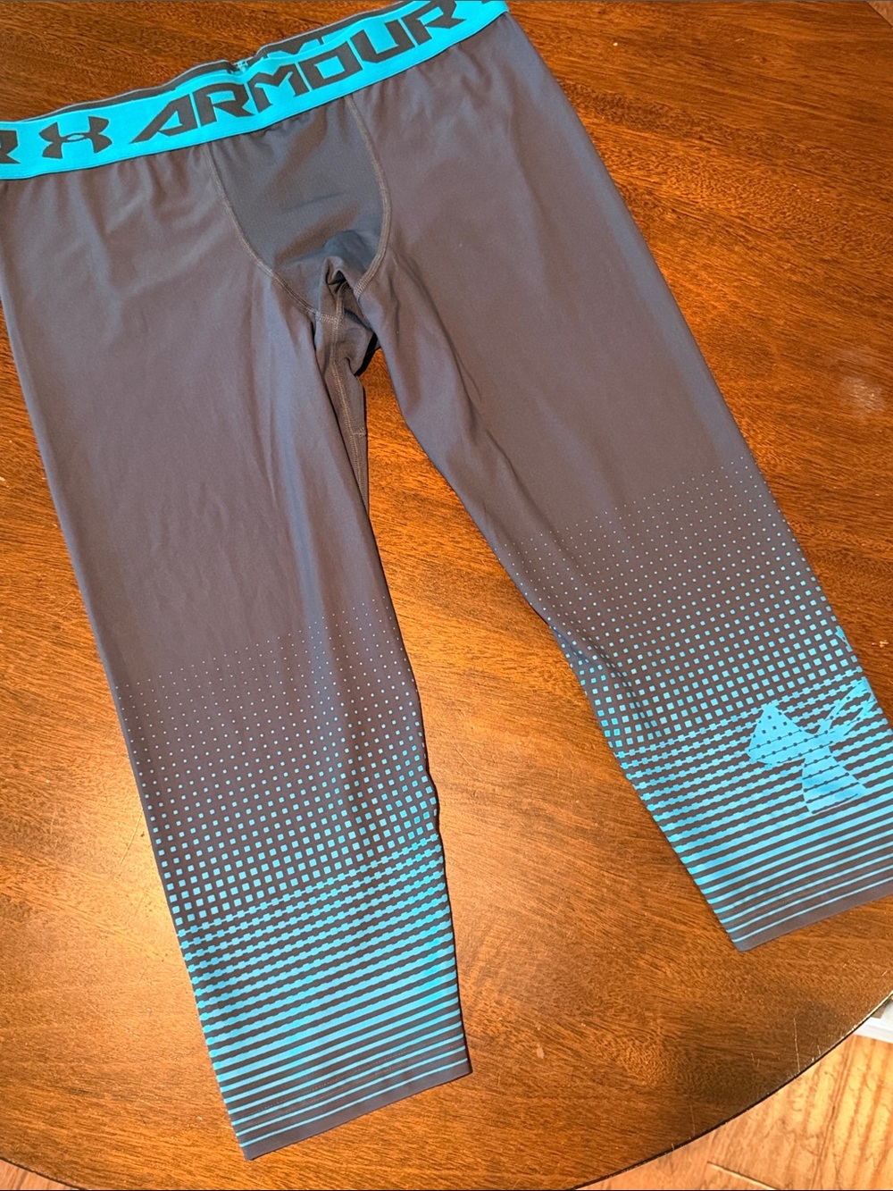 Under Armour Kids Compression Capris - Gray with Teal Accents